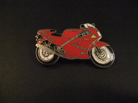 Ducati 851 motor 90 (V-twin ) gestroomlijnde sportfiets met vloeistofkoeling en vier klepkoppen, rood